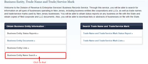 jersey company entity search.